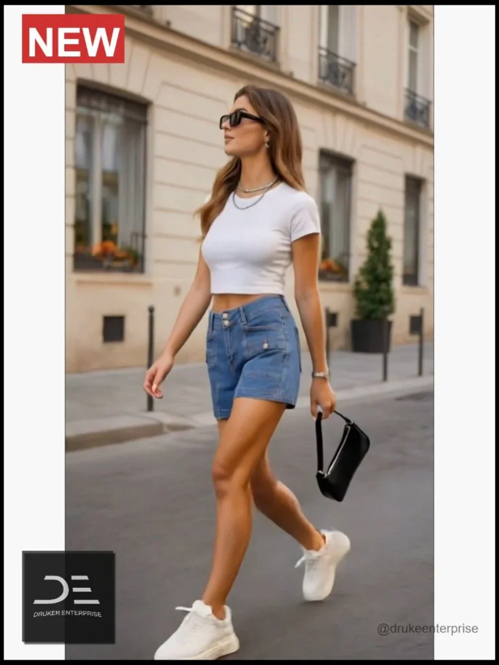 High Waisted Stretchy Denim Shorts Double Button Fly